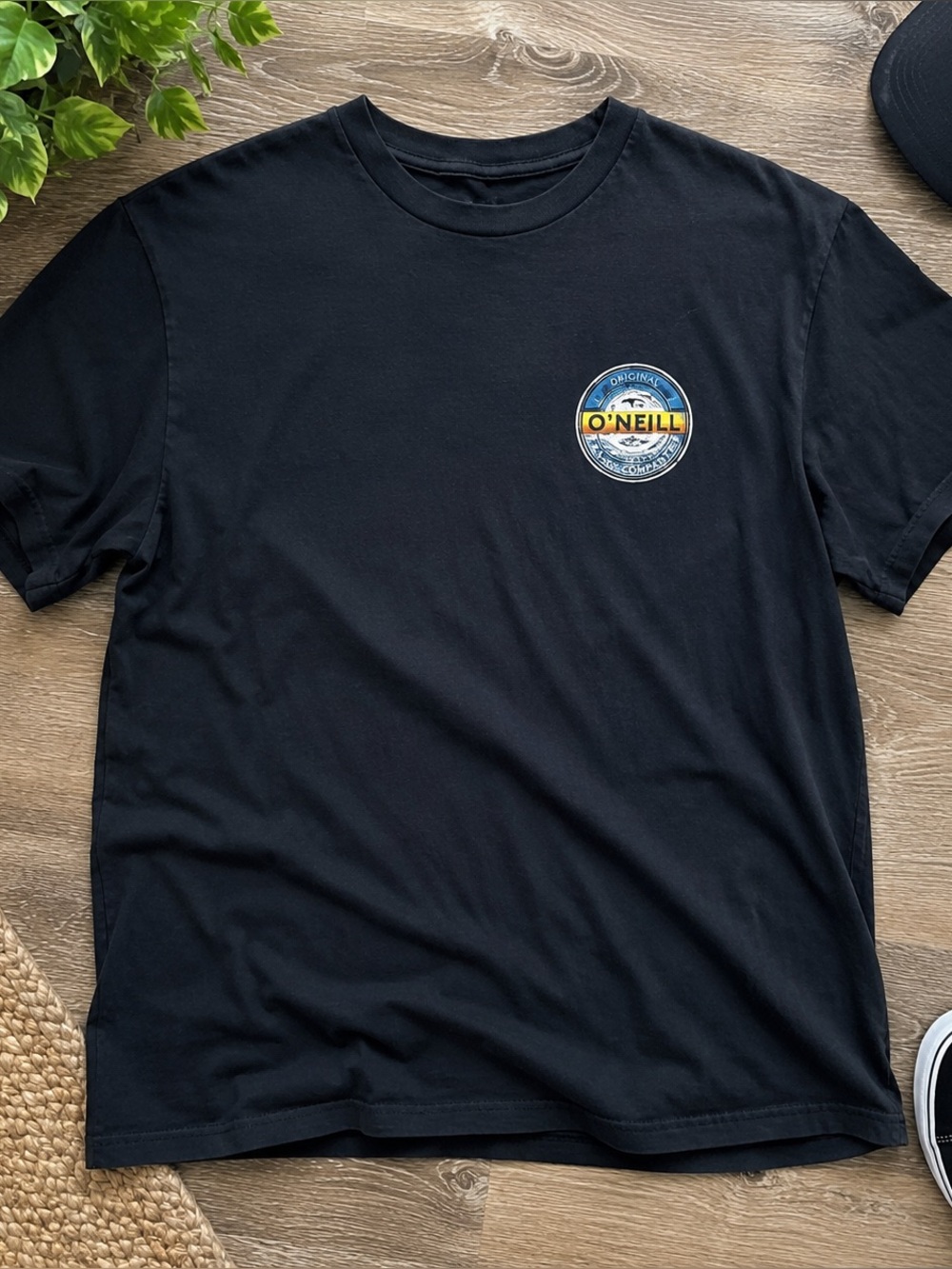 O'Neill Surf Graphic T-Shirt Men's Large Black Modern Fit Cotton Skate Tee